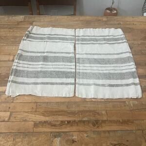 Arhaus 2 Pillow Shams Gray & White Striped 100% Linen 14"x24"